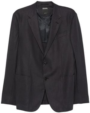 ZEGNA Oasi Lino Single-Breasted Jacket - Black