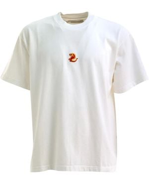 ALBERTO BRESCI T-Shirt Met Geborduurde Draak - Wit