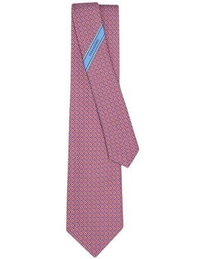 Ferragamo Corbata De Seda Con Estampado Brackets - Morado