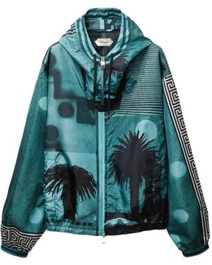 Versace Nylon Windjack Met Print - Groen