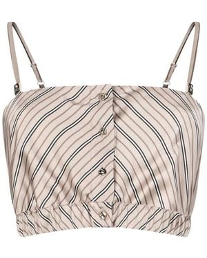 Liu Jo Striped Button Crop Top - Natural