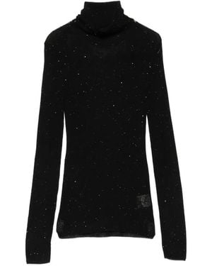 ELEH Sequin-Embellished Roll-Neck Jumper - Black