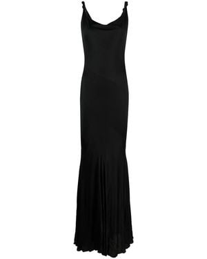 Blumarine Knot-Detail Satin Gown - Black