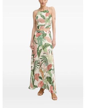 Guess Leaf-Print Wrap-Style Skirt - Green