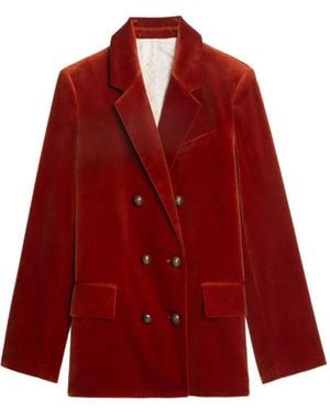 Zadig & Voltaire Double-Breasted Cotton Blazer - Red