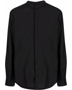 Poeme Bohemien Collarless Cotton Shirt - Black