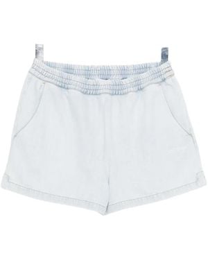 Off-White c/o Virgil Abloh Logo-Print Denim Shorts - White