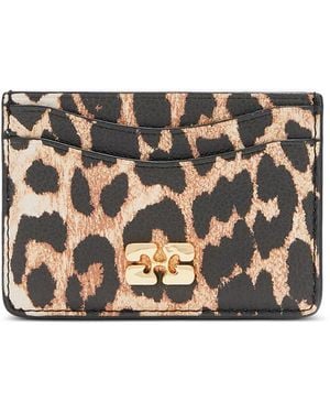 Ganni Bou Leopard-Print Card Holder - Black