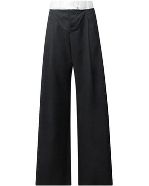 Natasha Zinko Wide-Leg-Hose Mit Gerolltem Bund - Schwarz