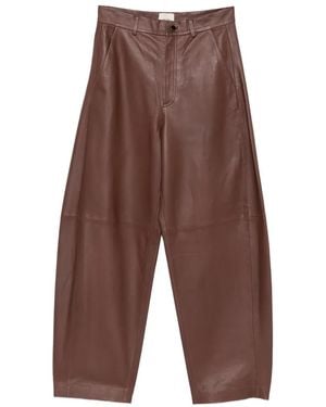 Alysi Belt-Loop Leather Pants - Brown