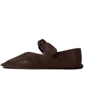 Hereu Llasada Bow-Detail Square-Toe Ballet Flat - Brown