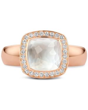 Tirisi 18Kt Rotgoldring Mit Quarz Und Diamant - Pink