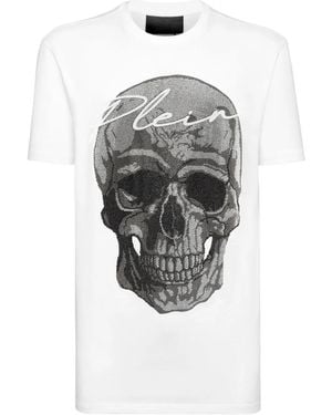 Philipp Plein スカル ビジュートリム Tシャツ - グレー
