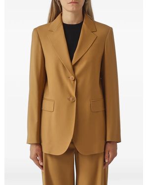 Max Mara Single-Breasted Notched-Lapel Blazer - Natural