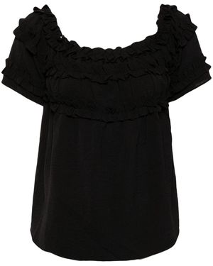 B+ AB Off-Shoulder Ruffled Blouse - Black