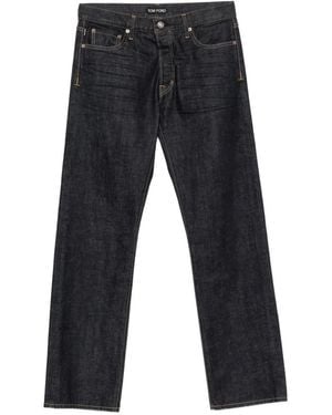 Tom Ford Straight-Leg Whiskers-Effect Jeans - Blue