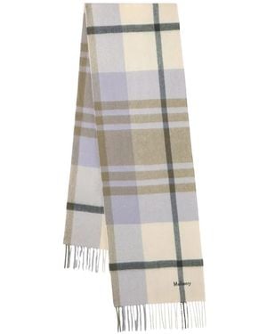 Mulberry Écharpe En Aine Mérinos Frangée À Carreaux - Blanc