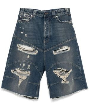 Balenciaga Distressed Denim Shorts - Blue