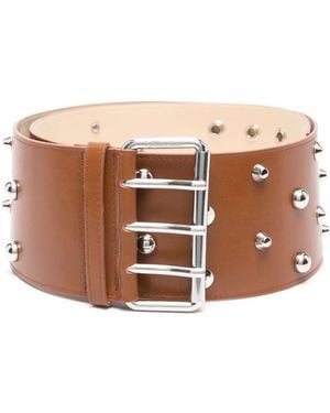 Blumarine スタッズトリム レザーベルト - ブラウン