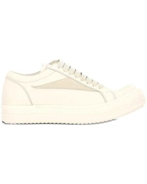 Rick Owens Leather Panel Lace-Up Sneakers - Natural