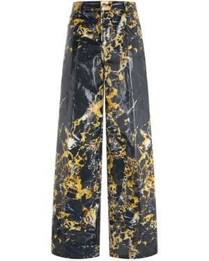 Roberto Cavalli Marble-Print Trousers - Black