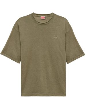 KENZO Logo-Embroidered T-Shirt - Green