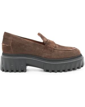 Hogan Chunky-Sole Loafers - Brown