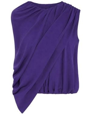 Balenciaga Asymmetric Draped Cape Top - Purple