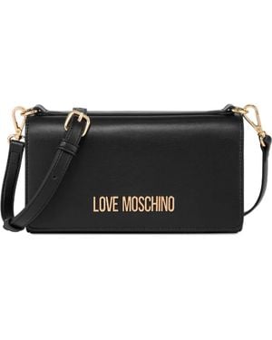 Love Moschino Logo Plaque Shoulder Bag - Black
