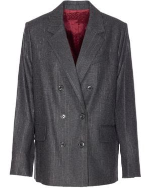 Zadig & Voltaire Stripe-Pattern Double-Breasted Blazer - Black
