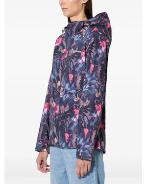Columbia Floral-Print Hooded Jacket - Blue