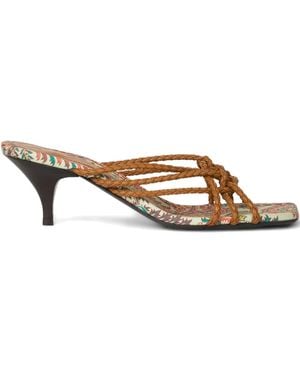 Etro 45Mm Woven Kitten-Heeled Sandals - Brown