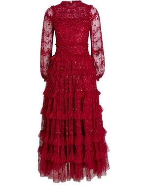 Needle & Thread Vestido Largo Blossom Con Lentejuelas - Rojo
