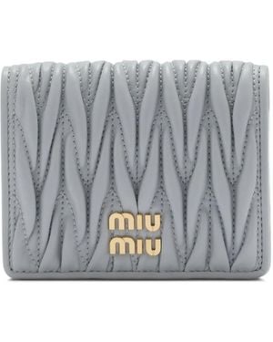 Miu Miu Small Matelassé Napp-Leather Wallet - Grey
