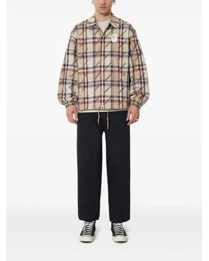 A Bathing Ape Logo-Plaque Plaid Jacket - Natural