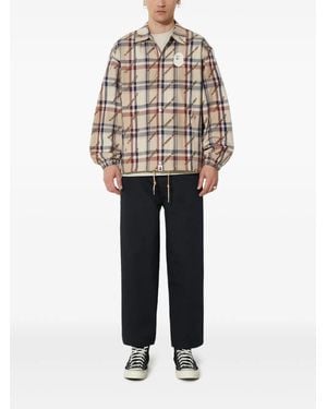 A Bathing Ape Logo-Embroidered Plaid Jacket - Natural