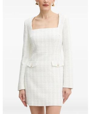 Guess Pearl-Embellished Square-Neck Mini Dress - White