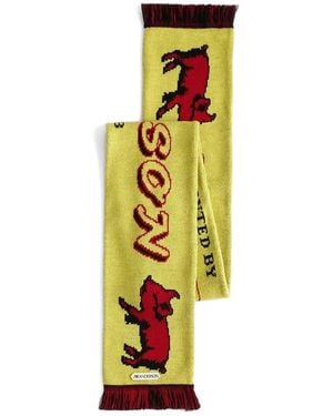 JW Anderson Piglet Football Knitted Fringe Scarf - White