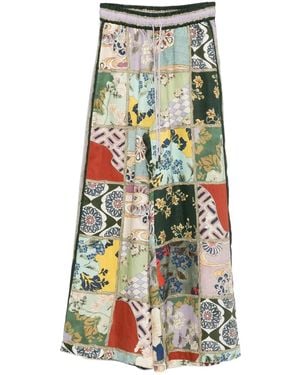 ALÉMAIS Pantaloni Bianca Con Design Patchwork - Verde