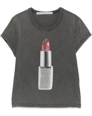 Alexander Wang Lipstick-Print T-Shirt - Grey