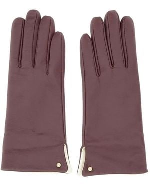 Gianni Chiarini Logo-Rivet Leather Gloves - Purple