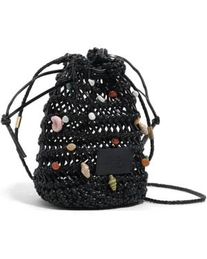 Bimba Y Lola Mini Braided Leather Bucket Bag - Black