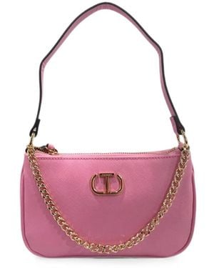 Twinset Schoudertas Met Logoplakkaat - Roze