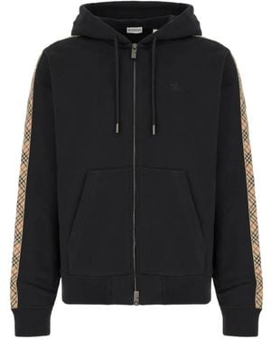 Burberry Hoodie Zippé À Carreaux - Noir