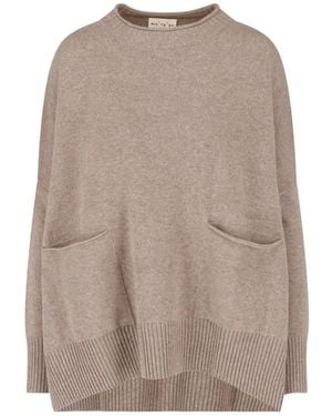 Ma'ry'ya Side-Slit Pocket Sweater - Brown