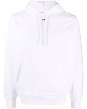 DIESEL Ginn-Hood-D Logo-Appliqué Hoodie - White