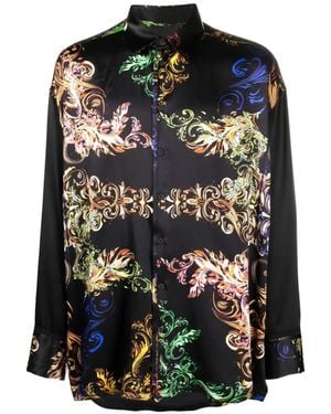 Tessitura Baroque-Print Silk Shirt - Black