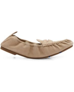 Burberry Suede Fawn Loafers - Natural