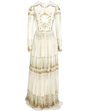 Giambattista Valli Jardin D'Eden Embroidered Tulle Maxi Dress - Natural