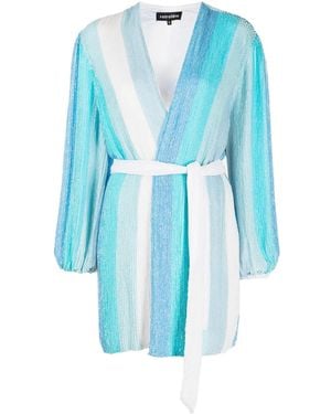 retroféte Gabrielle Striped Wrap Dress - Blue